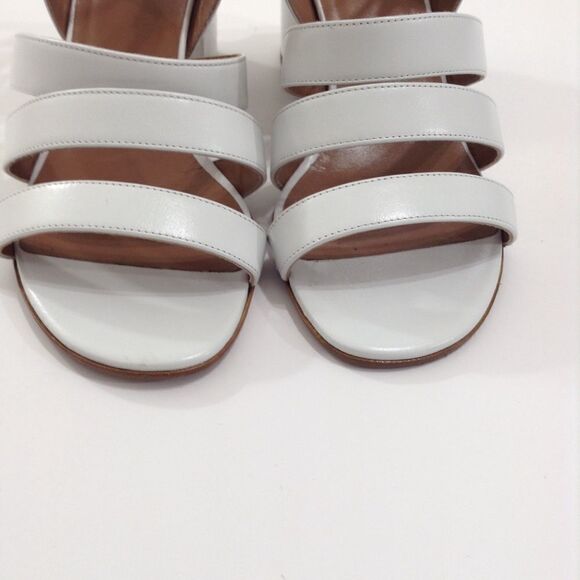 Laurence Decade Leather White Rela Block Heel Sandal 39 - Picture 6 of 8